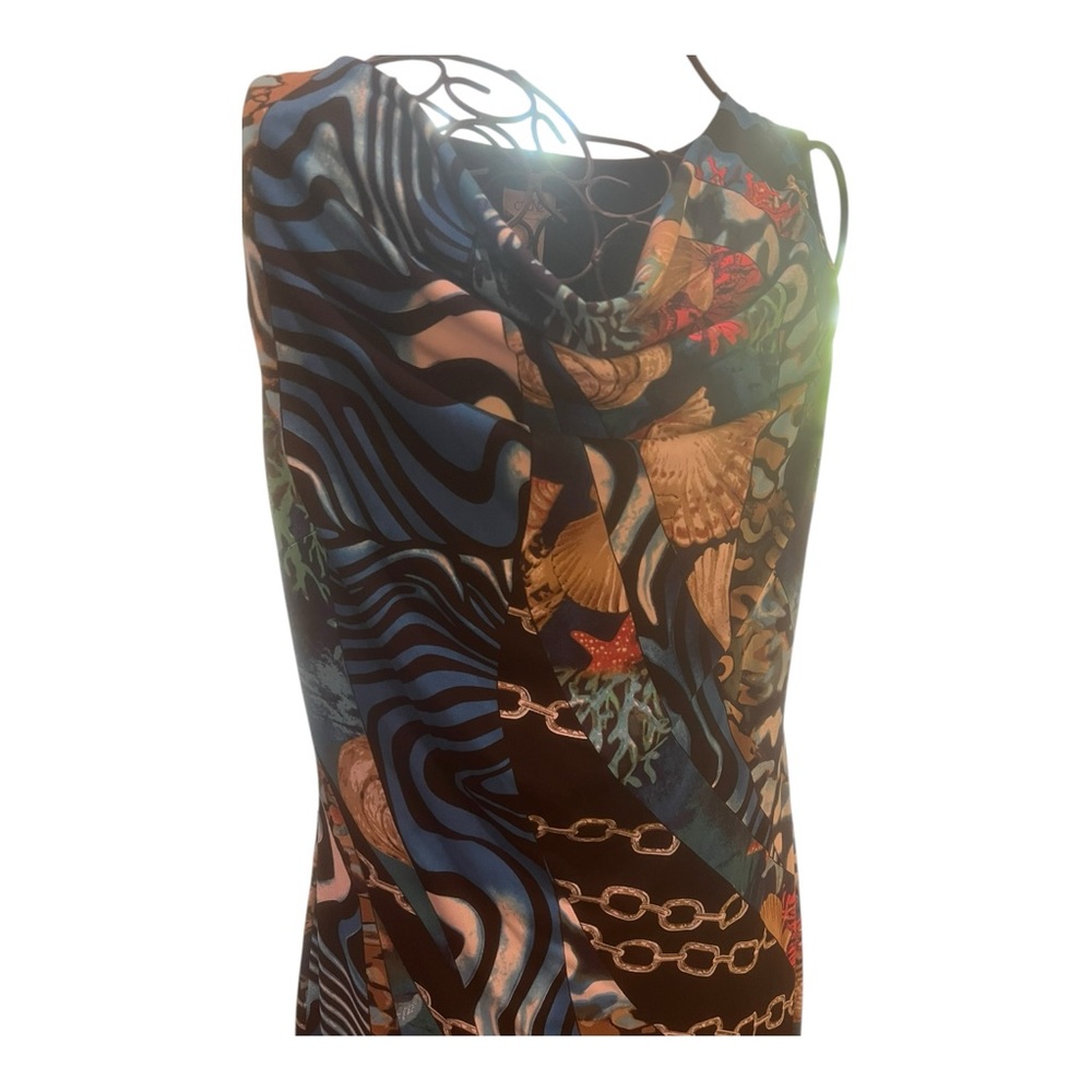 CACHE Blue Animal Tropical Sea life Resort Wear Beach Dress Size S